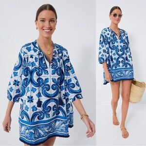 TNUCK BEACH Capri Blue Majolica Tile Bondi Coverup M